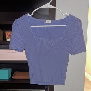 Abercrombie & Fitch Ribbed Lavender Short Sleeve Top
